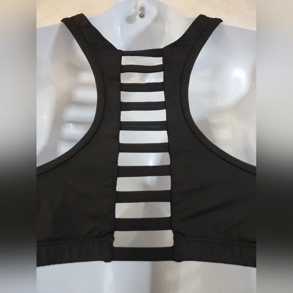 PINK Victoria's Secret Sleek Strappy Cage Black Sports Bra Small - Picture 8 of 13